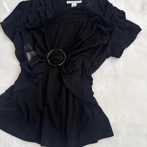 y2k grunge office siren fitted blouse with ring detail